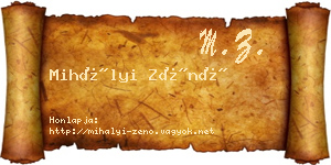 Mihályi Zénó névjegykártya